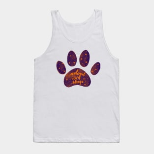 Adopt don't shop watercolor galaxy paw - purple and orange Tank Top